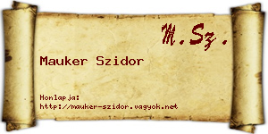 Mauker Szidor névjegykártya